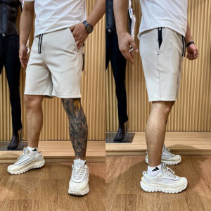 Casual Air Cotton Five-Point Mens Elastic Waist Sports Leisure Pants Summer Breathable Straight Leg Trousers Trendy Style
