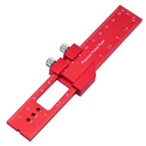 Precision Pocket Ruler Metal Slide Ruler Inch and MetricAluminum Woodworking Ruler with Slide Stop T-Type Scribing Ruler