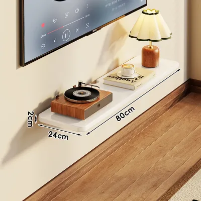 Floating Drill-Free Wooden Wall Shelf