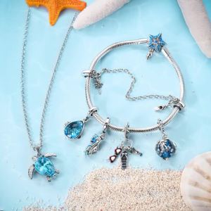 Mặt Dây Chuyền Charm Bạc 925 Sterling Có Thể Mở Được Với Mặt Kính Xanh Dương Hình Thế Giới Đại Dương Dùng Làm Phụ Kiện Tự Chế Phù Hợp Với Vòng Tay Và Dây Chuyền Chính Hãng.