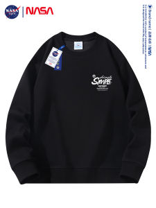 NASA Branded Mens round Neck Fleece Lined Pure Cotton Casual Sweatshirt Loose Fit Spring Autumn Trendy Brand Student Approved