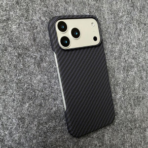 Shockproof Frameless Carbon Fiber Hard Phone Case for IPhone Air 17 16 15 14 Plus 13 12 11 Pro Max Leather Protective Cover