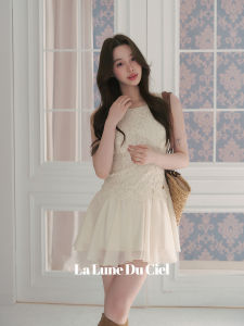 La lune Du ciel | Đầm Du Lịch Voan Ren Cổ Tròn Không Tay A-Line