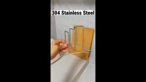 Storix 304 Stainless Steel U Shape Slot Pot Lid Holder with Cutting Board Holder Cloth Organizer Rack