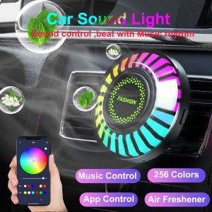 Car Purifier With Music Rhythm Light RGB LED Bar Voice Control Voice Rhythm Atmosphere Light Car Air Freshener 256 Colors Optional