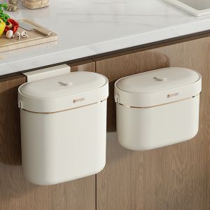 Kitchen Trash Can Wall Mounted Dustbin Household Toilet Trash Can with Lid Garbage Waste Storage Bin