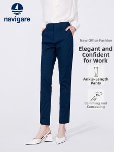 Navigare | Navy Straight Leg Nine-part Business Casual Pants