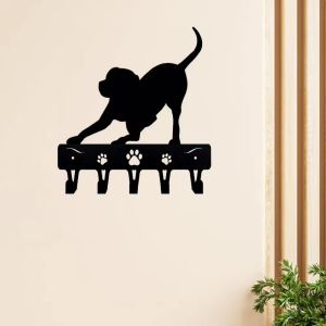 1pc Playful Pup Wall Mounted Key Rack & Dog Leash Hanger - Metal Art Iron Crafts Wall Hanging Coat Rack Iron Art Coat Hanger