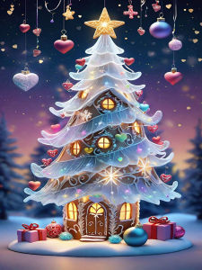 HUACAN Diamond Painting Tree Christmas Full Square Round Drill Diamond Mosaic Winter Snow Gift Full Kits Rhinestones