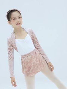 daydance | Long Sleeve Ballet Shrug for Girls Kids Bolero Dance Tops Ballet Classical Dance Tops Open Front Cardigan Velvet Shrug