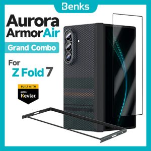 Benks Aurora ArmorAir Kevlar ด้านหน้าและด้านหลังเคสครอบปกป้อง + Glassar นักรบปกป้องหน้าจอสำหรับ Samsung Galaxy Z พับ7