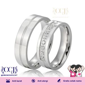 [GRATIS CETAK NAMA] Cincin Couple Titanium Anti Karat R65 | Cincin Pasangan | Cincin Hadiah | Cincin Lamaran | Cincin Tunangan | Aksesoris Pria Wanita