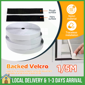 Hoop & Loop Velcro Fastener Mosquito Net Double Side Tape 1M 5M Adhesive Magic Tape Velcro Anti-Slip Fixed Tape Pelekat Permaidani