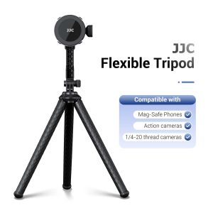 JJC Flexible Tripod Magnetic Phone Holder For iPhone 16 15 14 13 SeriesAction Cameras and 1/4-20 Thread Cameras & More Non-magsafe Android Smartphones