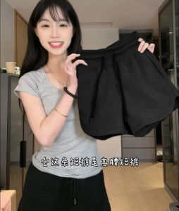 High Waist A-Line Shorts Womens Winter Sports Casual Fitness Loose Thin Outdoor Wear Sleepwear Grey American Style