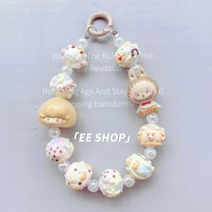 Labubu Champagne Gold Bubble Cute Grain Dimoo Soup Bag Hand-Painted Beads Dopamine Beaded Mobile Phone Charm Package Pendant