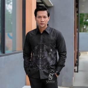 Baju Batik Pria Kemeja Batik Pekalongan Murah Lengan Panjang Motif mataram New Modern Seragam Pesta Resespsi Kantor Kerja Dinas Keren