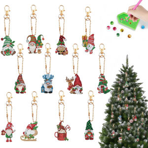 other | 12-Piece Diamond Painted set Keychain Christmas theme Acrylic material family Pendant decoration Christmas party Supplies