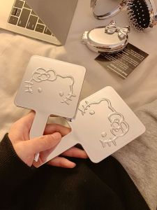 Cute Portable Mini Travel Mirror Womens Handheld Cosmetic Mirror Dormitory Pocket Size Compact Makeup Mirror High Aesthetic Value