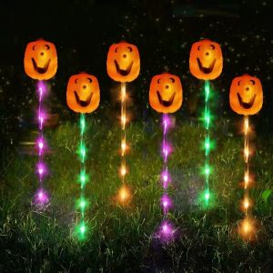 New Solar Powered Glowing Ghost Decorative Outdoor String Lights Halloween Atmosphere Decoration Garden Courtyard Arrangement