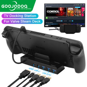 GOOJODOQ Steam Deck Docking Station TV Base Stand 6 in 1 Hub Holder Dock 30Hz/60Hz HDMI-compatible USB-C RJ45 Ethernet For Steam Deck Console