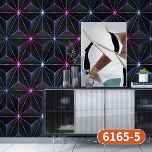 PROMO PAKET HEMAT 10 ROL / Wallpaper Sticker Dinding Motif Geometric 3D Abu Gold Merah Gold Cakra Putih Gold Dekorasi Rumah Kamar Ruang Tamu