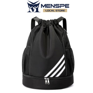 MENSPE Gym Bag Drawstring Backpack Outdoor Waterproof Gym Backpack Sports Training Swimming Cycling Bag Fiber String Backpack for Kids Men Women With Shoe Compartment