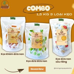 Combo 15kg/3kg 3 loại Kẹo khóm dừa non & Kẹo dừa dứa non & Kẹo dừa non sầu riêng thơm ngon