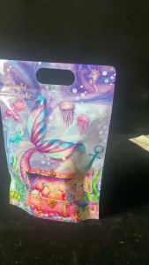50pcs Mermaid Loot Bags Ziplock Party Favor Bags Birthday Giveaway Pouch Under The Sea Theme