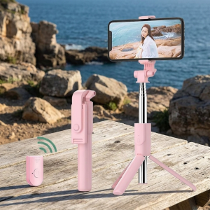 Portable Bluetooth Selfie Stick Tripod Holder with Remote Shutter Fill Light Extendable Wireless Remote Retractable Phone Stand