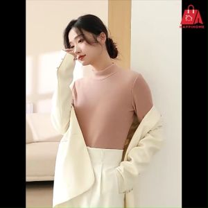 Winter Knitwear Woman Fleece Sweater Knitted Turtleneck Thermal Wear Women Autumn Fall Thermal Warm Inner Layer Sweatshirt Turtleneck Soft Pullover Ladies Fleece Slim Fit Sweater Woman High Neck Baju Sejuk Perempuan 毛绒保暖衣天鹅绒冬装冬天棉衣秋天