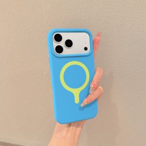 Tiffany Blue Dopamine Magnetic Couples New Liquid Silicone Pure Color iPhone 17 Phone Case