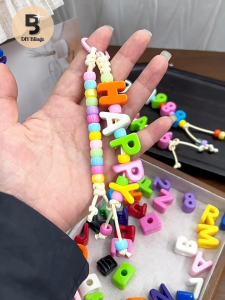 DIY Blingz 1pc Solid Chunky A-Z Letter Beads Acrylic Beads for DIY Handmade Bracelet Necklace Keychain Phone Charm Jewelry Making and other DIY Art Crafts Project Accessories