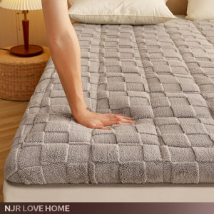 Soft Soybean Mattress Extra Thick Warm Milk Velvet Single Dormitory Pad Modern Minimalist Style Foldable Bedding for Winter Use