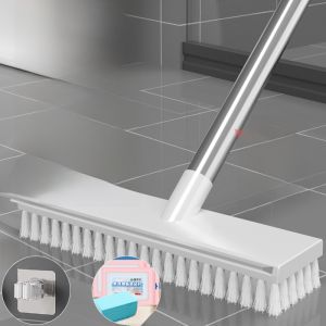 Long Handle Bathroom Cleaning Brush One Two in One Floor Brush for Tiles Hard Bristle Integrated Design Household Tool