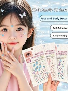 WAMEN | 3D Butterfly Rhinestone Adhesive Face Stickers Child Photoshoot Flashy
