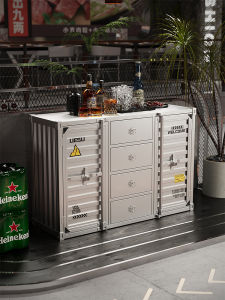 Industrial Style Storage Cabinet Creative Storage Box Container Sideboard Vintage Storage Furniture Metal Frame Structure