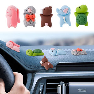 Cute Cartoon Bunny Bear Turtle Mini Car Pendant Decoration Automotive Interior Dashboard Doll DIY Creative Gift Trinkets Accessories