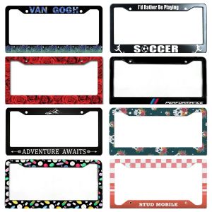 Scoccer Aluminum Tags Frames Premium License Plate Frames Solid Rust-Proof Holder for Front and Rear Car Tags With Screw Caps