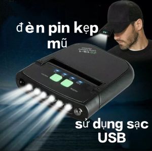 đèn kẹp mũ mini sử dụng sạc USB siêu sang với 5 bóng LED
