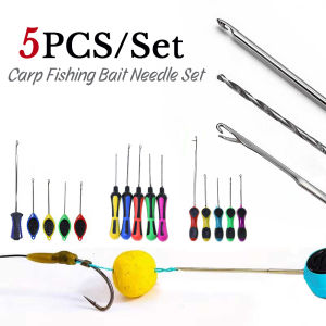 5PCS Carp Fishing Bait Needle Set Stainless Steel Boilie Drill Pop Up Rigs Splicing Hook Link Stringer Needle Fishing Accessorie