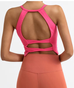 เสื้อกั๊กโยคะผู้หญิง แห้งเร็ว พร้อมแผ่นเสริมหน้าอก ชุดกีฬา ชุดออกกำลังกาย เสื้อชั้นในสายเดี่ยว ฤดูใบไม้ผลิและฤดูร้อน