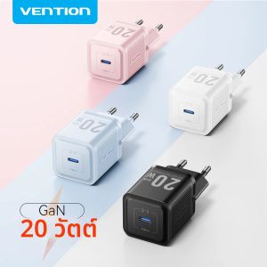 เวนชั่น 20W GaN Charger PD3.0 QC4.0 USB C เครื่องชาร์จโทรศัพท์สำหรับไอโฟน 16 15 14 โปรแม็กซ์ ซัมซุง S25 เสี่ยวมี่แท็บเล็ตชาร์จเร็ว