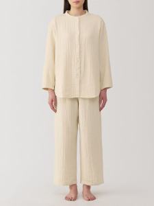 Japanese Style Thin Cotton Double Layer Nightgown Womens Summer No Side Seam Pure Cotton Spring Summer Home Clothes Set