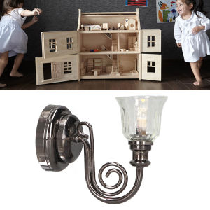 1:12 Dollhouse Wall Lamp LED Warm Lighting Vintage Look Metal Dollhouse Miniature Wall LED Sconce with Battery