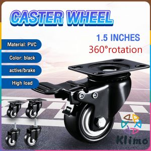 KLIMO PVC Wheel Swivel Caster Wheel 1.5" Brake Wheel Trolley Silent Wheels