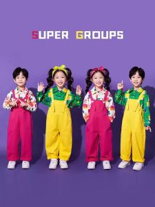 Cute Childrens Performance Outfit Primary School Students Gymnastics Chorus Lovely Overalls Nursery New Year Show Team Uniform