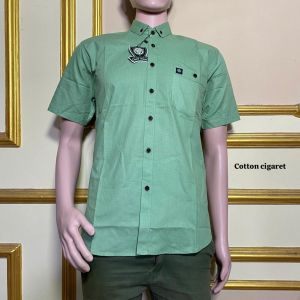 Kemeja Polos Cigaret Pria Lengan Panjang Casual Formal Warna HIJAU SAGE GREEN Slimfit