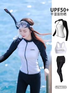 Womens Long Sleeve Long Pants Surf Suit Full Body Sunscreen Quick Dry Tight Snug Scuba Waterproof Mother Diving Suit