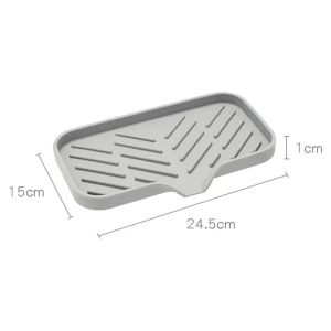 Self Draining Soap Bar Holder Silicone Kitchen Sink Soap Dish Sponge Tray Counter Caddy Organizer for Dish Soap Dispenser